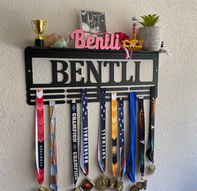 Custom Name Medal Holder With Trophy Shelf