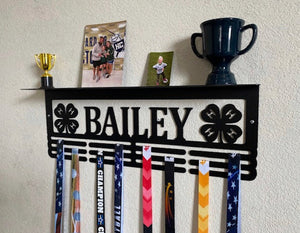 4H Custom Name Medal Holder With Trophy Shelf