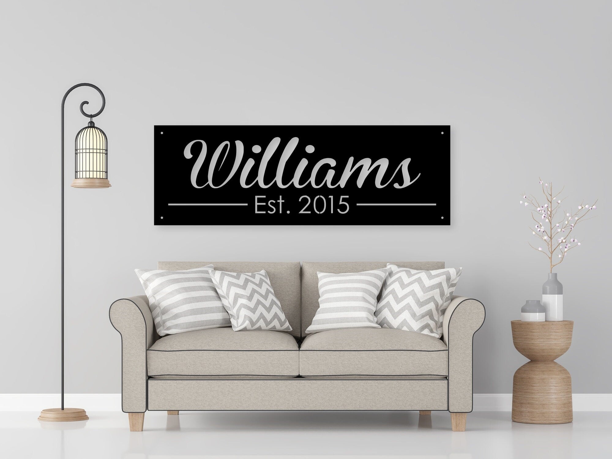 Last Name Lettering Custom Cursive Font Last Name Sign – Raw Metal Designs