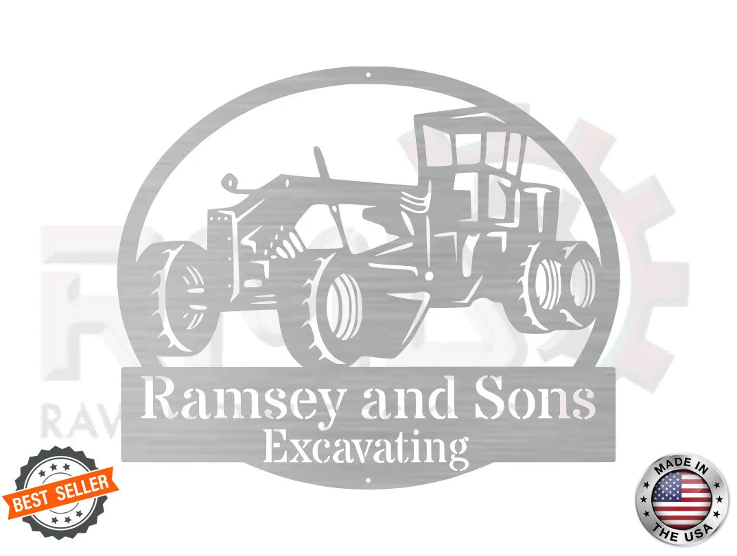 Grader Signs Rack Personalized Road Grader Sign – Raw Metal Designs