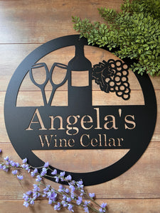 Personalized Round Wine/Grape Sign