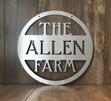 Custom Round Modern Name Farm Sign