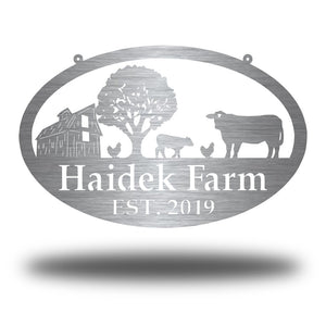 Barn/Full Tree/Chickens/ Cow Custom Farm Sign